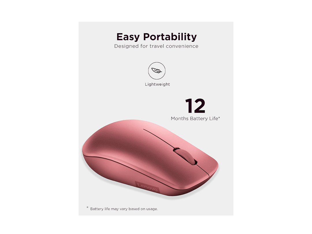 Lenovo 530 Wireless Mouse - Cherry Red in Qatar Lenovo 530 Wireless Mouse - Cherry Red in Qatar